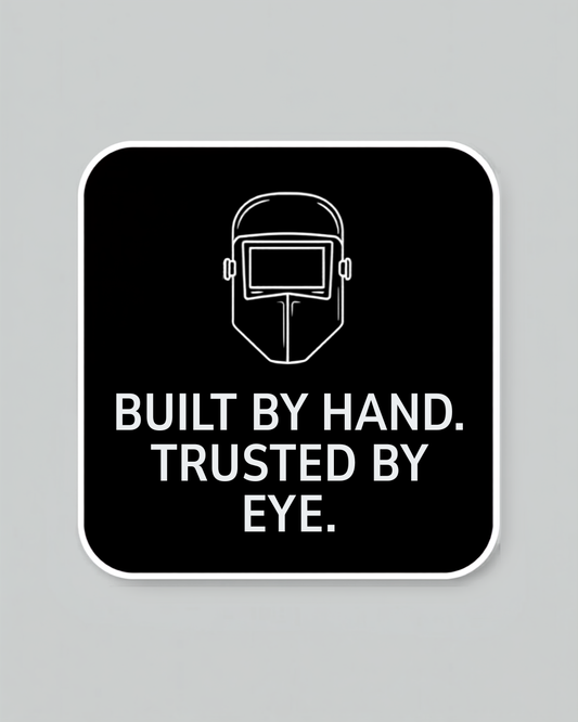 Three Workshop Decals pack with welding-themed sayings on vinyl die-cut backing